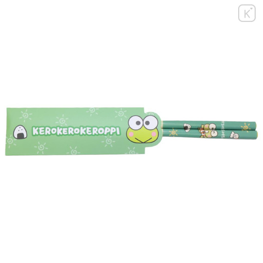 Japan Sanrio Bamboo Chopsticks 21cm with Bag - Keroppi - 1