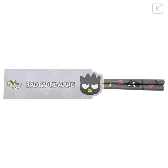 Japan Sanrio Bamboo Chopsticks 21cm with Bag - Badtz-maru - 1