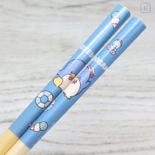 Japan Sanrio Bamboo Chopsticks 21cm with Bag - Tuxedosam - 2