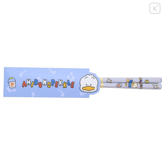 Japan Sanrio Bamboo Chopsticks 21cm with Bag - Pekkle - 1