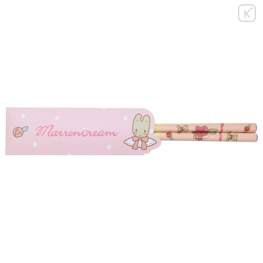 Japan Sanrio Bamboo Chopsticks 21cm with Bag - Marron Cream - 1