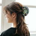 Japan Mofusand Hibiya Kadan Marble Hair Claw Clip - Flora Rabbit Cat Green Black - 2