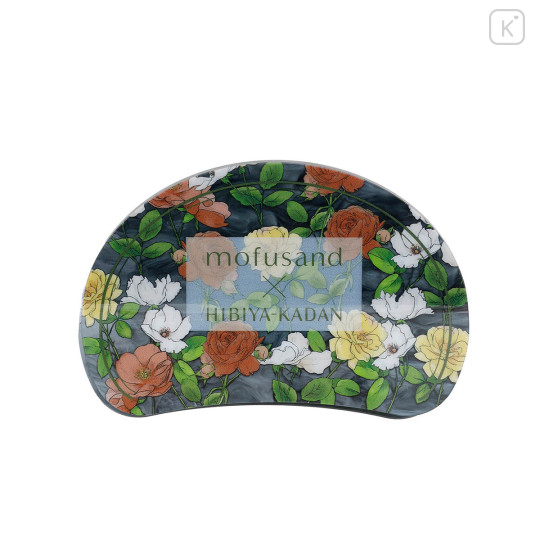 Japan Mofusand Hibiya Kadan Marble Hair Claw Clip - Flora Rabbit Cat Green Black - 5