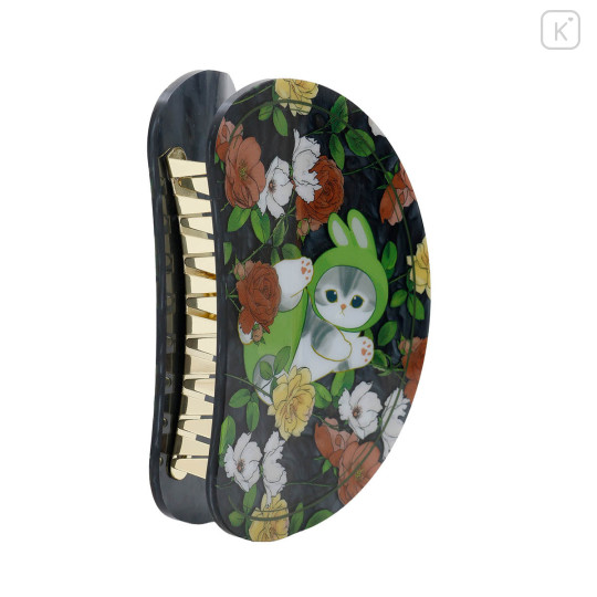 Japan Mofusand Hibiya Kadan Marble Hair Claw Clip - Flora Rabbit Cat Green Black - 6