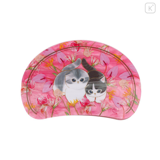 Japan Mofusand Hibiya Kadan Marble Hair Claw Clip - Flora Cat Aroma Rose Pink - 4