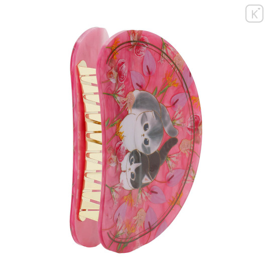 Japan Mofusand Hibiya Kadan Marble Hair Claw Clip - Flora Cat Aroma Rose Pink - 6