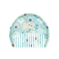Japan Mofusand Hibiya Kadan Marble Acrylic Comb - Flora Cat Winter Blue