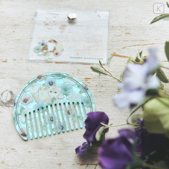 Japan Mofusand Hibiya Kadan Marble Acrylic Comb - Flora Cat Winter Blue - 2