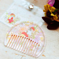 Japan Mofusand Hibiya Kadan Marble Acrylic Comb - Flora Cat Strawberry Pink - 2