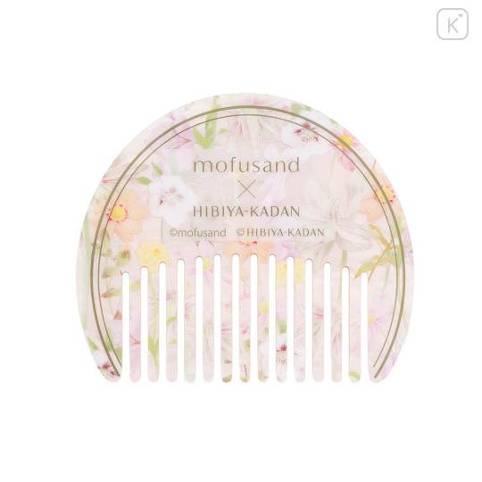 Japan Mofusand Hibiya Kadan Marble Acrylic Comb - Flora Cat Strawberry Pink - 5