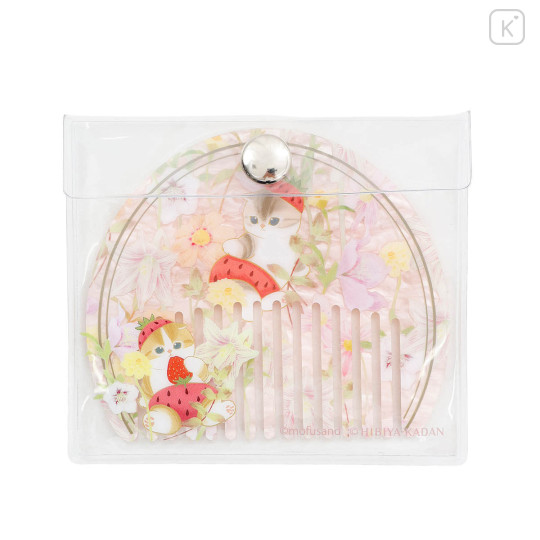 Japan Mofusand Hibiya Kadan Marble Acrylic Comb - Flora Cat Strawberry Pink - 8