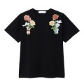 Japan Mofusand Hibiya Kadan T-shirt (M) - Flora Rabbit Cat Black - 1
