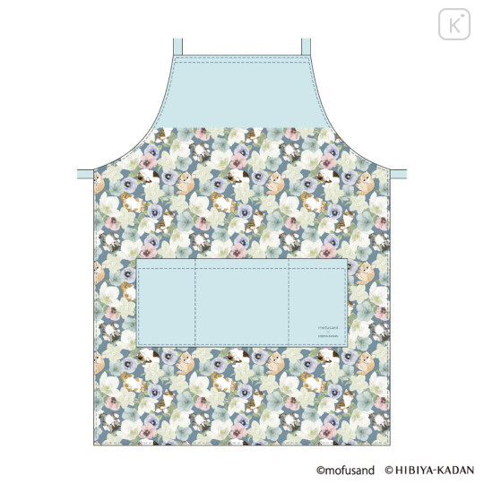 Japan Mofusand Hibiya Kadan Apron - Flora Cat Blue - 1