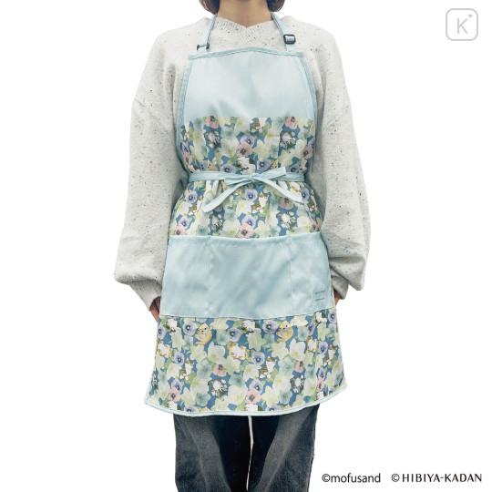 Japan Mofusand Hibiya Kadan Apron - Flora Cat Blue - 2