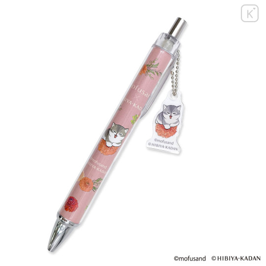 Japan Mofusand Hibiya Kadan Ballpoint Pen - Flora Strawberry Cat Dahlia - 1
