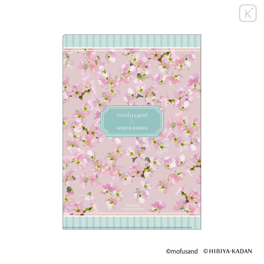 Japan Mofusand Hibiya Kadan A4 Clear File - Flora Cat Sakura Cherry Blossom - 2