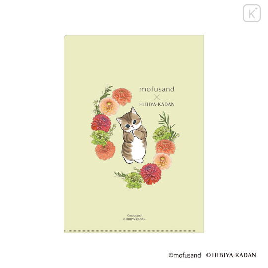 Japan Mofusand Hibiya Kadan A4 Clear File - Flora Strawberry Cat Dahlia - 2