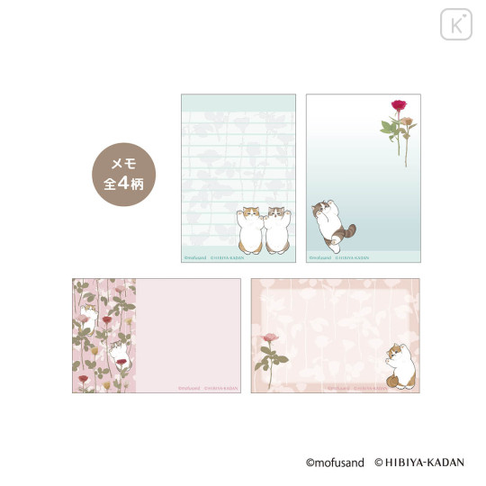 Japan Mofusand Hibiya Kadan Flip Memo Pad - Flora Cat Rose Pink - 2
