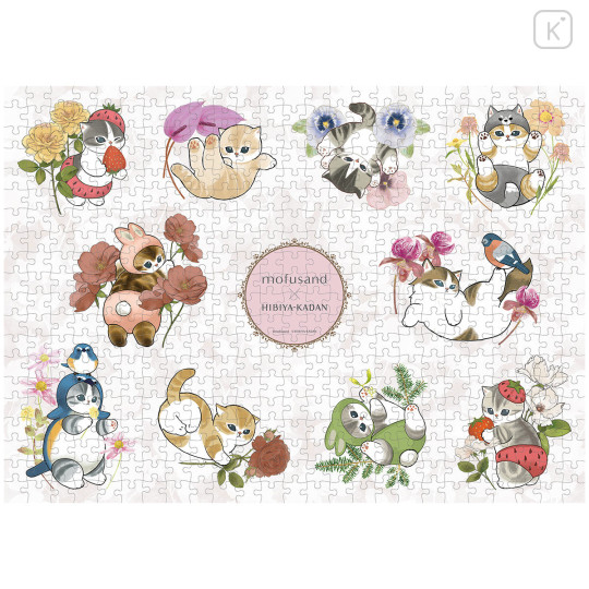 Japan Mofusand Hibiya Kadan Jigsaw Puzzle 500pcs - Flora Cat Winter - 1