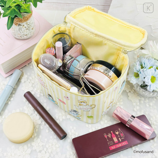 Japan Mofusand Vanity Pouch - Cat Tea Party Yellow - 2