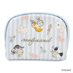 Japan Mofusand Round Cosmetic Pouch - Cat Tea Party Blue