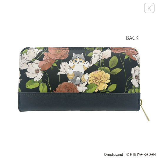 Japan Mofusand Hibiya Kadan Long Wallet - Flora Rabbit Cat Dahlia Black - 4