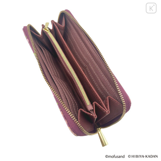 Japan Mofusand Hibiya Kadan Long Wallet - Flora Cat Dark Red Pink - 5
