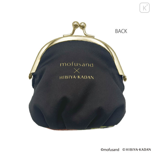 Japan Mofusand Hibiya Kadan Gamaguchi Clasp Pouch - Flora Rabbit Cat Dahlia Black - 4