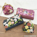 Japan Mofusand Hibiya Kadan Gamaguchi Clasp Pouch - Flora Cat Dark Red Pink - 2