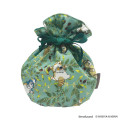 Japan Mofusand Hibiya Kadan Drawstring Bag - Flora Cat Bird Penguin Green - 1
