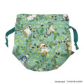 Japan Mofusand Hibiya Kadan Drawstring Bag - Flora Cat Bird Penguin Green - 4