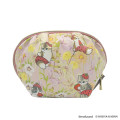 Japan Mofusand Hibiya Kadan Round Cosmetic Pouch - Flora Cat Strawberry Pink - 3