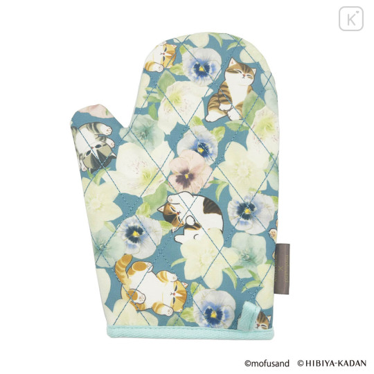 Japan Mofusand Hibiya Kadan Pot Holder - Flora Cat Blue - 1