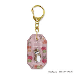 Japan Mofusand Hibiya Kadan 3D Keychain - Flora Cat Dahlia Pink