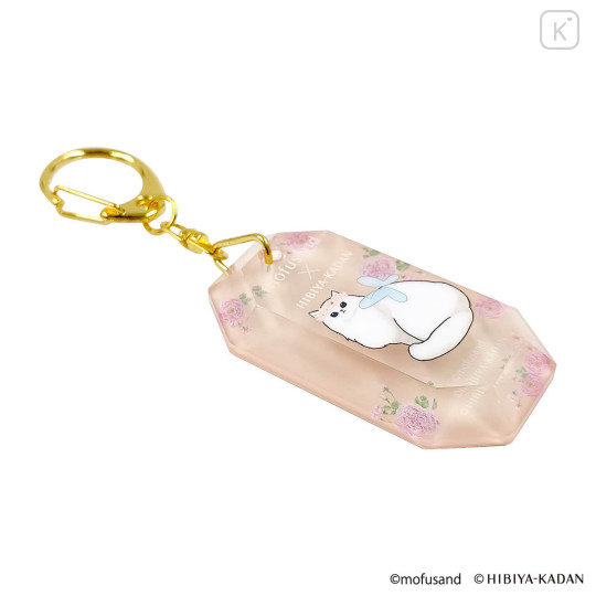 Japan Mofusand Hibiya Kadan 3D Keychain - Flora Cat Rose Pink - 4