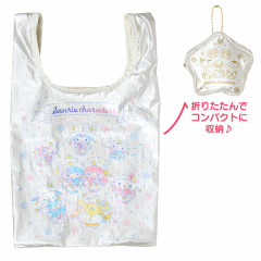 Japan Sanrio Original Eco Shopping Bag With Pouch - Sparkling Winter Design Characters Pearlescent