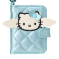 Japan Sanrio Double-sided Compact Mirror with Carabiner - Hello Kitty : Miniature Quilt Notebook Style Blue - 4