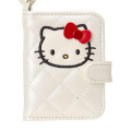 Japan Sanrio Double-sided Compact Mirror with Carabiner - Hello Kitty : Miniature Quilt Notebook Style White - 4