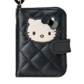 Japan Sanrio Double-sided Compact Mirror with Carabiner - Hello Kitty : Miniature Quilt Notebook Style Black - 4