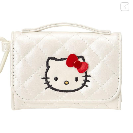 Japan Sanrio Original Coin Purse - Hello Kitty : Miniature Quilt Wallet-Shaped White - 4