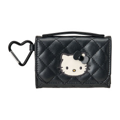 Japan Sanrio Original Coin Purse - Hello Kitty : Miniature Quilt Wallet-Shaped Black
