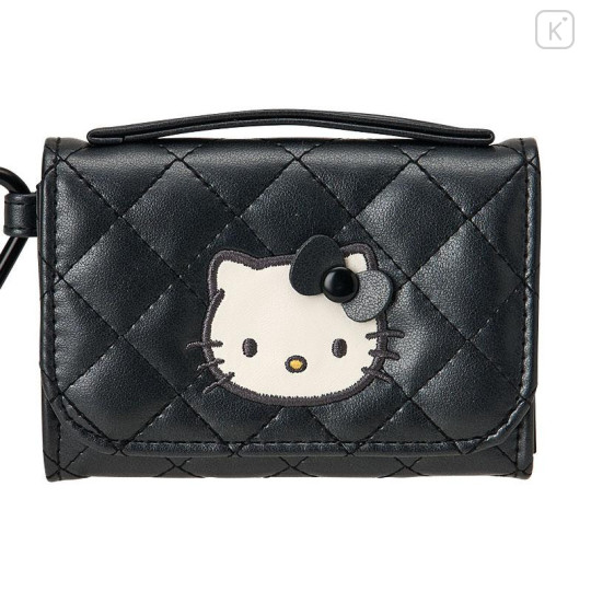 Japan Sanrio Original Coin Purse - Hello Kitty : Miniature Quilt Wallet-Shaped Black - 4