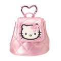Japan Sanrio Original Mini Pouch with Carabiner - Hello Kitty : Miniature Quilt Backpack Style Pink - 1