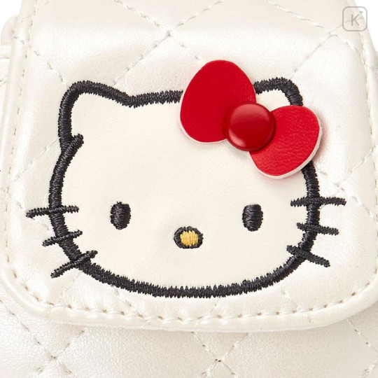 Japan Sanrio Original Mini Pouch with Carabiner - Hello Kitty : Miniature Quilt Backpack Style White - 4