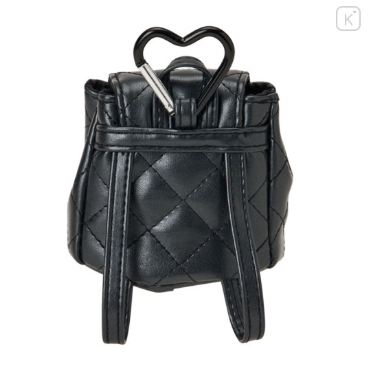 Japan Sanrio Original Mini Pouch with Carabiner - Hello Kitty : Miniature Quilt Backpack Style Black - 2