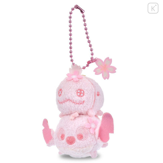 Japan Disney Store Tsum Tsum Plush Keychain - Scrump & Stitch : Cherry Blossom - 1