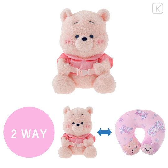 Japan Disney Store Travel Fluffy Neck Pillow Cushion - Piglet & Pooh : Sakura Collection 2026 Plush Style - 2