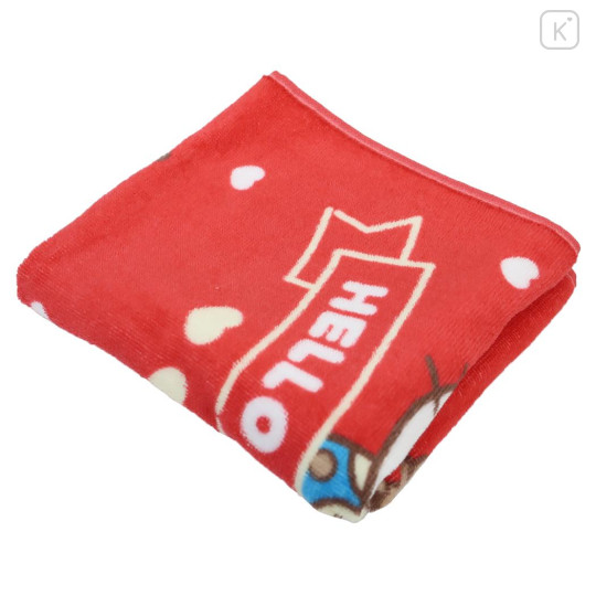 Japan Sanrio Jacquard Face Towel - Hello Kitty & Tiny Chum : Red - 3