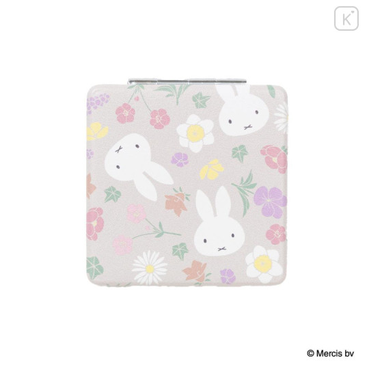 Japan Miffy 2-sided Compact Mirror - Miffy : Floral Face A - 1