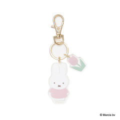 Japan Miffy Acrylic Keychain 2 Charm - Miffy : Red & Pink Tulip